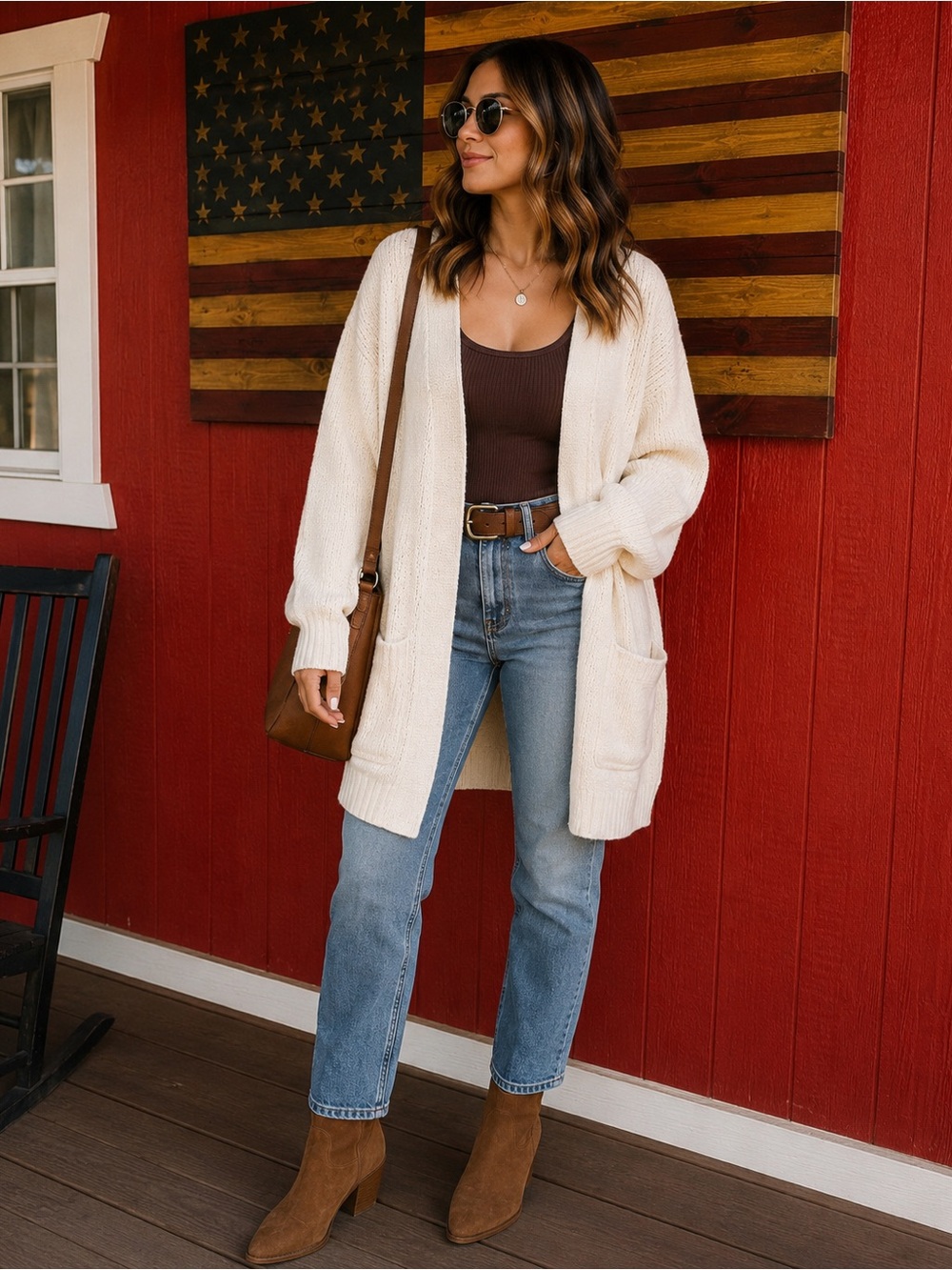 Free People Soft Ivory Open Front Cardigan